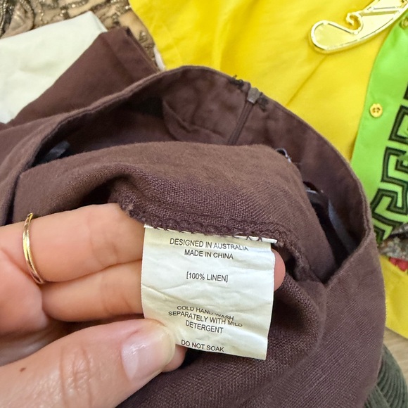 Petal and Pup Women's Brown Wide-Leg Linen Pants Small 4 - Picture 4 of 4